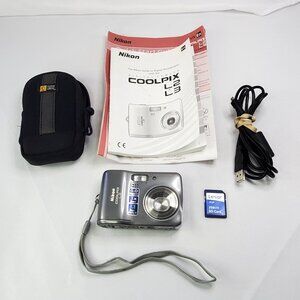 Nikon Coolpix L2 6.0 Megapixel Digital Camera W/ 3X Zoom Case SD Card USB Cable